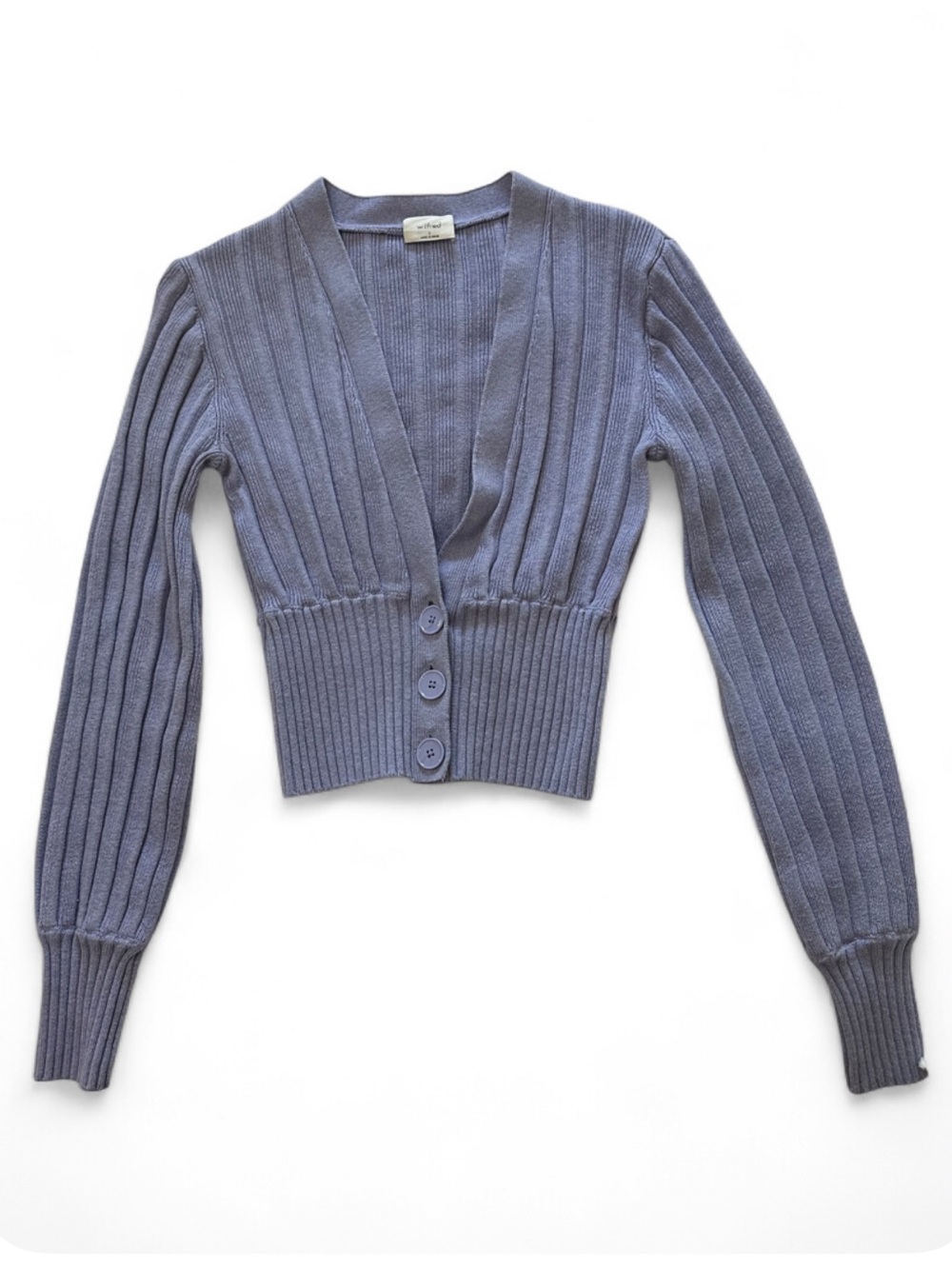 Wilfred Ribbed V-Neck Cropped Cardigan - Lavender purple